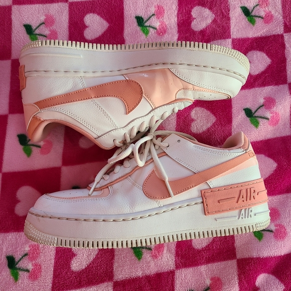 Nike Shoes - Peach and White Nike Air Force 1 Sneakers